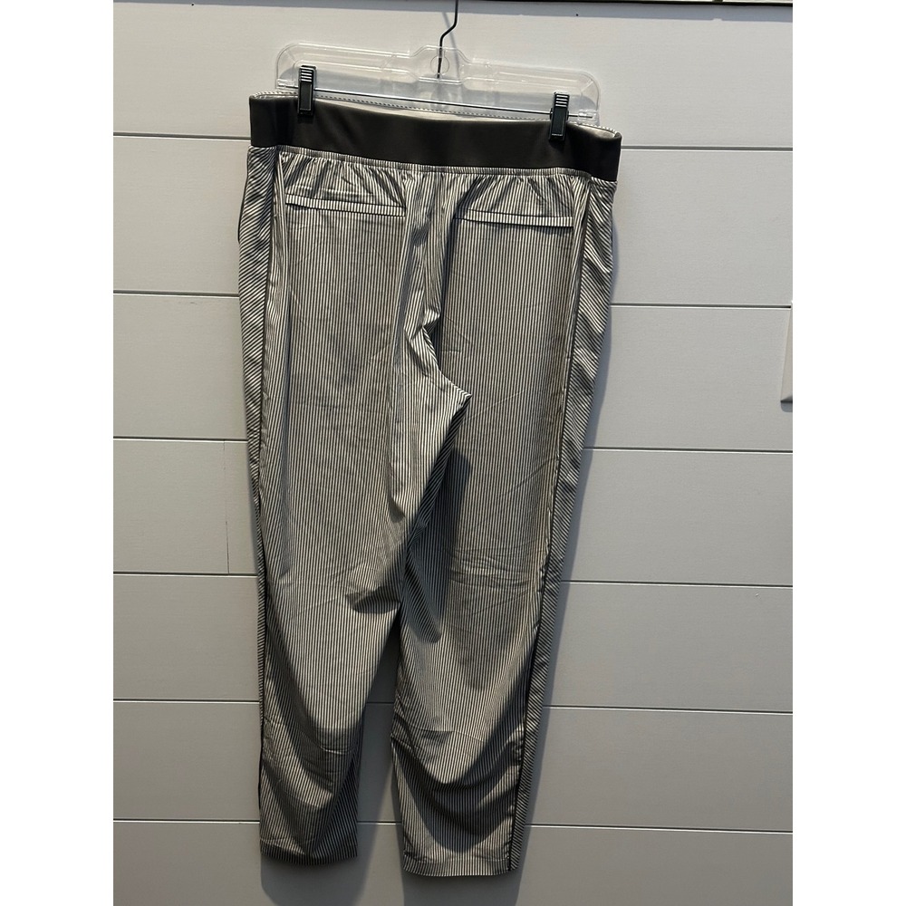 Athleta Brooklyn Textured Ankle Pant 14 Black White Striped Tapered Travel Pants